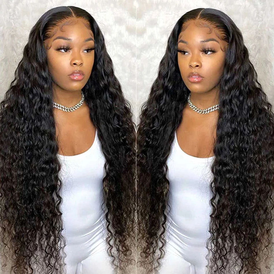 38 inch long length lace frontal wig curly human hair